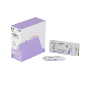 Absorbable Suture with Needle Coated Vicryl Polyglactin 910 RB-1 1/2 Circle Taper Point Needle Size 4-0 Braided