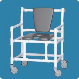 Shower Chair ipu Fixed Arms PVC Frame Mesh Backrest 31 Inch Seat Width 500 lbs. Weight Capacity