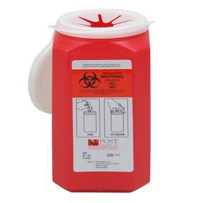 Sharps Container Leaktight Red Base Vertical Entry 0.375 Gallon
