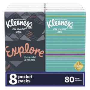 Facial Tissue Kleenex Pocket Pack White 8-3/5 X 8-3/10 Inch 10 Count