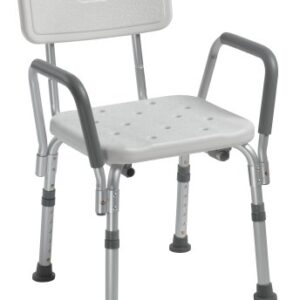 Bath Bench drive Padded Removable Arms Aluminum Frame With Backrest 16 Inch Seat Width 300 lbs. Weight Capacity