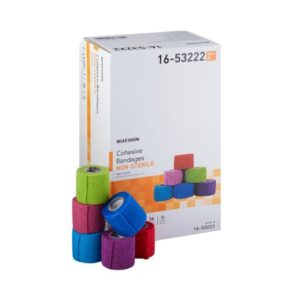 Cohesive Bandage McKesson 2 Inch X 5 Yard Self-adherent Closure Purple / Pink / Green / Light Blue / Royal Blue / Red NonSterile Standard Compression