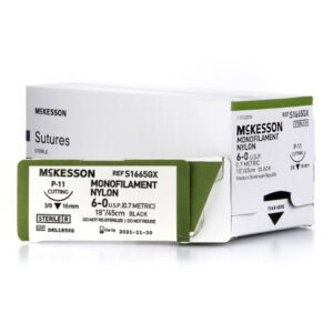 Nonabsorbable Suture with Needle McKesson Nylon P-11 3/8 Circle Precision Reverse Cutting Needle Size 6-0 Monofilament