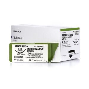 Nonabsorbable Suture with Needle McKesson Nylon C-15 3/8 Circle Reverse Cutting Needle Size 2-0 Monofilament