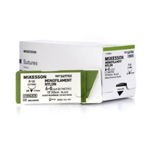 Nonabsorbable Suture with Needle McKesson Nylon P-10 3/8 Circle Precision Reverse Cutting Needle Size 6-0 Monofilament