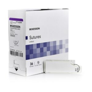 Absorbable Suture with Needle McKesson Polyglycolic Acid GS -22 1/2 Circle Taper Point Needle Size 2-0 Braided