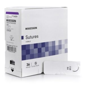 Absorbable Suture with Needle McKesson Polyglycolic Acid C-13 3/8 Circle Reverse Cutting Needle Size 3-0 Braided