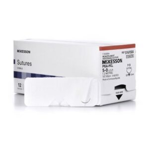 Absorbable Suture with Needle McKesson Polyglycolic Acid / PCL P-13 3/8 Circle Precision Reverse Cutting Needle Size 5-0 Monofilament