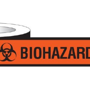Pre-Printed Label Shamrock Caution Label Fluorescent Red Tape Biohazard / Symbol Black Biohazard 2 X 6 Inch