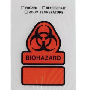 Specimen Transport Bag 4 X 6 Inch Zip Closure Biohazard Symbol / Storage Instructions NonSterile
