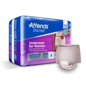 Female Adult Absorbent Underwear Attends Discreet Pull On with Tear Away Seams Medium Disposable Heavy Absorbency
