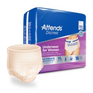 Female Adult Absorbent Underwear Attends Discreet Pull On with Tear Away Seams X-Large Disposable Heavy Absorbency