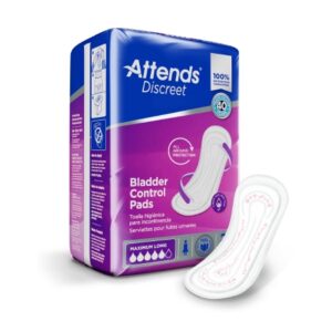 Bladder Control Pad Attends Discreet 14-1/2 Inch Length Moderate Absorbency Polymer Core One Size Fits Most