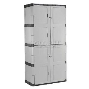 Storage Cabinet Rubbermaid Plastic 4 Fixed Shelves