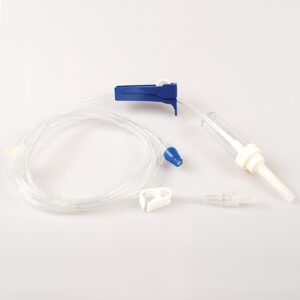 Primary IV Administration Set with Extension Set MedSource Gravity 2 Ports 10 Drops / mL Drip Rate Without Filter 83 Inch Tubing Solution