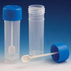 Stool Specimen Container 25 X 90 mm 30 mL (1 oz.) Screw Cap with Sampling Device Unprinted NonSterile