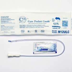 Urethral Catheter Cure Medical Pocket Catheter Coude Tip Uncoated PVC 12 Fr. 16 Inch