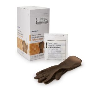 Surgical Glove McKesson Perry Size 6 Sterile Latex Standard Cuff Length Smooth Brown Not Chemo Approved
