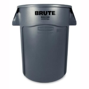 Trash Can Rubbermaid Brute 176 Quart / 44 gal. Gray Plastic Round