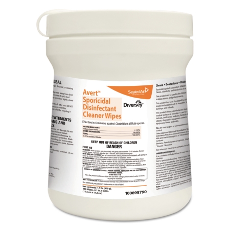 Surface Disinfectant Cleaner Diversey Avert Premoistened Manual Pull Wipe 160 Count Canister Chlorine Scent NonSterile