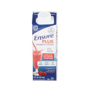Oral Supplement Ensure Plus Therapeutic Nutrition Strawberry Flavor Liquid 8 oz. Reclosable Carton
