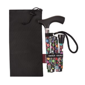 Folding Cane Switch Sticks Aluminum 32 to 37 Inch Height Bubbles Print