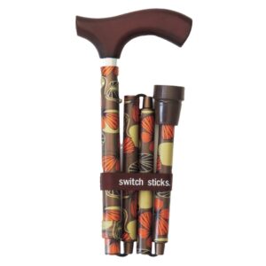 Folding Cane Switch Sticks Aluminum 32 to 37 Inch Height Mimi Print