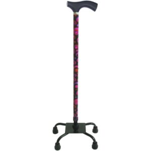 Large Base Quad Cane Switch Sticks Aluminum 27 to 36 Inch Height Circle Print