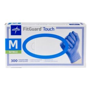 Exam Glove FitGuard Touch Medium NonSterile Nitrile Standard Cuff Length Textured Fingertips Dark Blue Chemo Tested