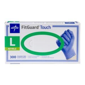 Exam Glove FitGuard Touch Large NonSterile Nitrile Standard Cuff Length Textured Fingertips Dark Blue Chemo Tested