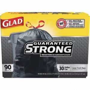 Trash Bag Glad 30 gal. Black LLDPE 1.05 mil 30 X 33 Inch Flat Pack
