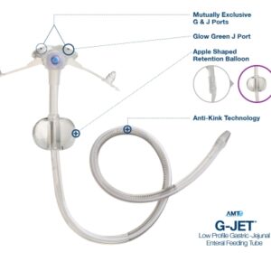 Low Profile Gastric-Jejunal Enteral Feeding Tube G-JET 14 Fr. 3.0 / 45 cm Tube Silicone