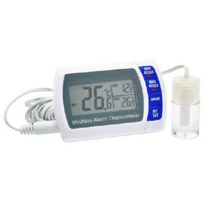 Digital Thermometer with Alarm Fahrenheit / Celsius -58 degree to +158 degreeF (-50 degree to +70 degreeC) Internal Sensor / External Probe Multiple Mounting Options Battery Operated