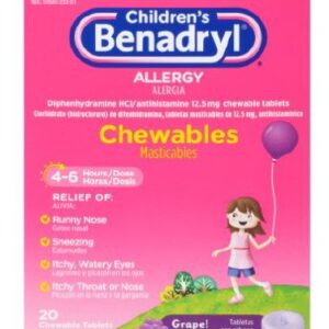 Children’s Allergy Relief Children’s Benadryl 12.5 mg Strength Chewable Tablet 20 per Box