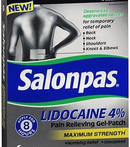 Topical Pain Relief Salonpas 4% Strength Lidocaine Patch 6 per Box