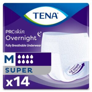 Unisex Adult Absorbent Underwear TENA ProSkin Overnight Super Pull On with Tear Away Seams Medium Disposable Heavy Absorbency