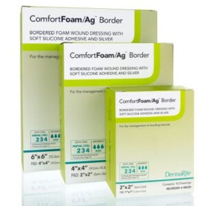 Silver Foam Dressing ComfortFoam/Ag Border 4 X 4 Inch Square Sterile