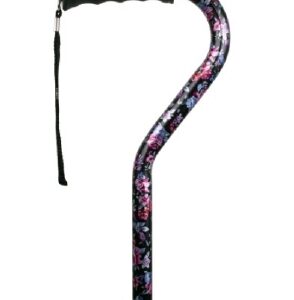 Offset Cane Carex Ergo Aluminum 30-1/2 to 39-1/2 Inch Height Black Floral Print