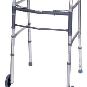 Dual Release Folding Walker with Wheels Adjustable Height Carex Aluminum Frame 300 lbs. Weight Capacity 30 to 37 Inch Height