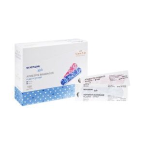 Adhesive Strip McKesson Kids 3/4 X 3 Inch Plastic Rectangle Kid Design (Blue / Pink Camo) Sterile