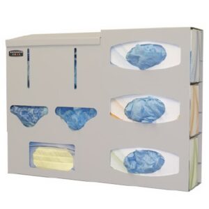 Protective Apparel Dispenser Wall Mounted 6-Compartment Beige 4.76 X 16.53 X 22.10 Inch Powder-Coated Aluminum