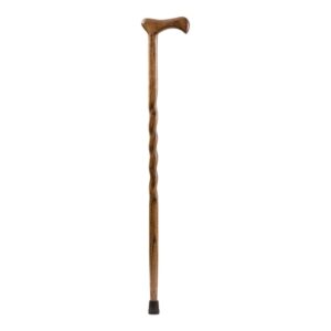 T-Handle Cane Brazos Twisted Wood 37 Inch Height Brown Oak