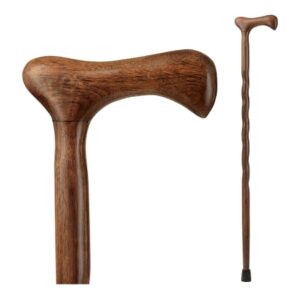 T-Handle Cane Brazos Twisted Wood 37 Inch Height Walnut