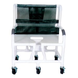 Shower Chair MJM International Swing-Away Arms PVC Frame Mesh Backrest with Pushbar 30 Inch Seat Width 700 lbs. Weight Capacity
