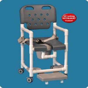 Commode / Shower Chair Elite Fixed Arms PVC Frame With Backrest 21 Inch Seat Width 325 lbs. Weight Capacity