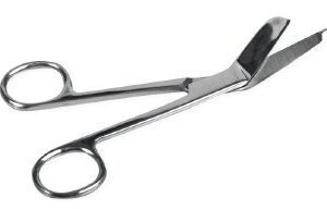 Bandage Scissors Lister 5-1/2 Inch Length Floor Grade Stainless Steel Finger Ring Handle Angled Blunt Tip / Blunt Tip