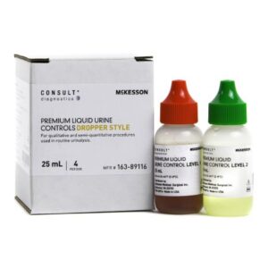 Urine Chemistry Control Set McKesson Consult Analyte Testing Positive Level / Negative Level 2 Level 1 (Abnormal) 25 mL Bottles, 2 Level 2 (Normal with hCG) 25 mL Bottles
