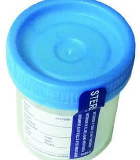 Specimen Container DuoClick 53 mm Opening 90 mL (3 oz.) Screw Cap Patient Information Sterile