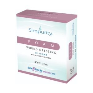 Foam Dressing Simpurity 4 X 4 Inch With Border Without Film Backing Silicone Face and Border Square Sterile