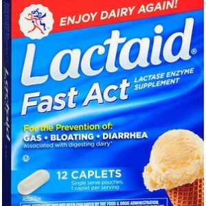 Dietary Supplement Lactaid Lactase Enzyme 9,000 FCC Units Strength Caplet 12 per Box